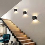 Vägglampa svart kub dimbar LED