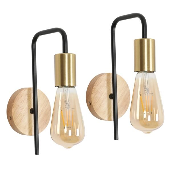 Retro vägglampa i glas och mässing