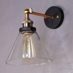 Antik vägglampa mässing glas - Bild 3