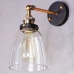 Antik vägglampa mässing glas - Bild 4