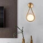 Vägglampa vintage mässing och glas - Bild 7