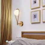 Vägglampa vintage mässing och glas - Bild 8